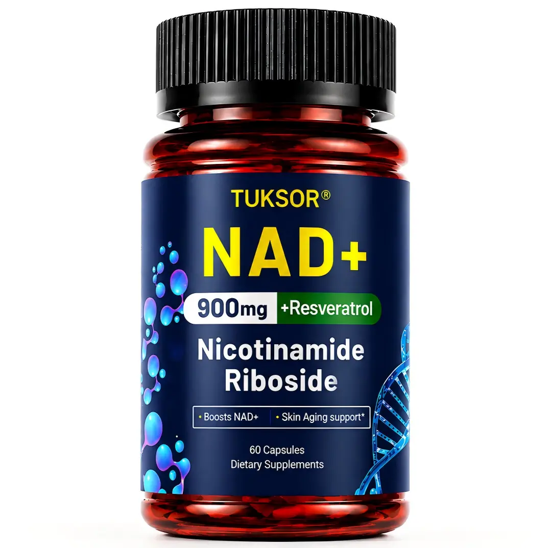 TUKSOR NAD Supplement with Niacinamide Riboside Resveratrol, Antioxidants Nutritional Supplements,Boost NAD+ Levels NAD Plus Anti-Aging, Energy, Immune, Focus 60 Capsules.