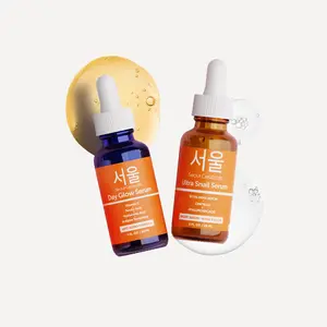 Seoul Ceuticals Day & Night Serum Duo — Snail Mucin and Vitamin C, For Smooth Skin Repair and Radiance, Lightweight Dewy Natural Skincare