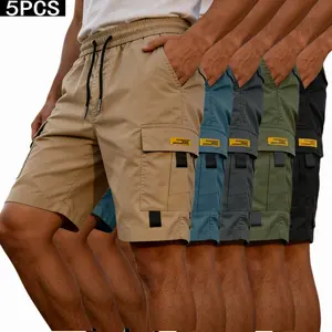 5 Pieces Men's Shorts, Casual Loose Shorts, Perfect Choice, Large Pocket Work Shorts, Summer Work Five-Point Pants
