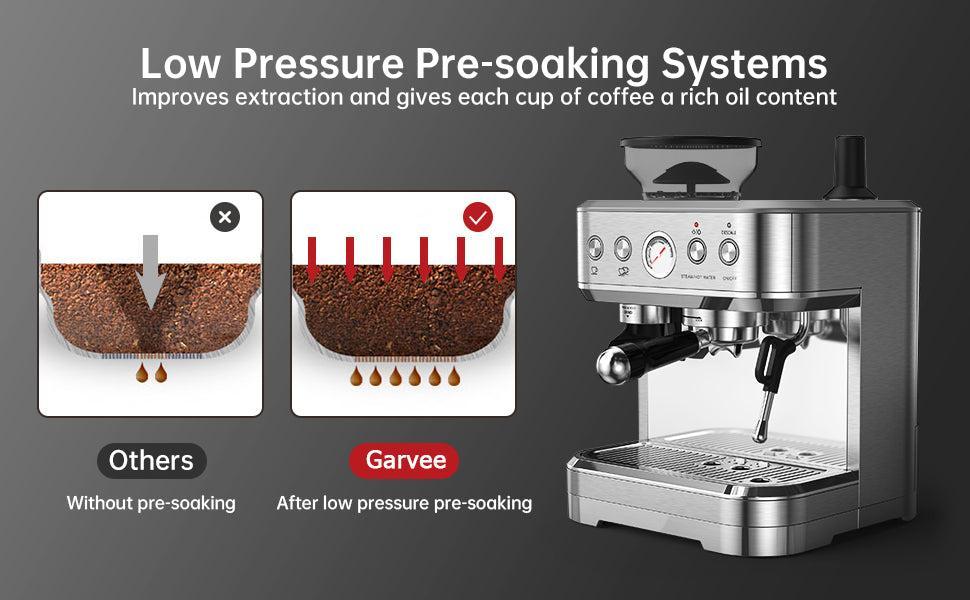 GARVEE 1350W 120V 15 Bar Espresso Machine with Grinder & Milk Frother, Automatic GARVEE 1350W 120V 15 Bar Espresso Machine with Grinder & Milk Frother, Automatic
