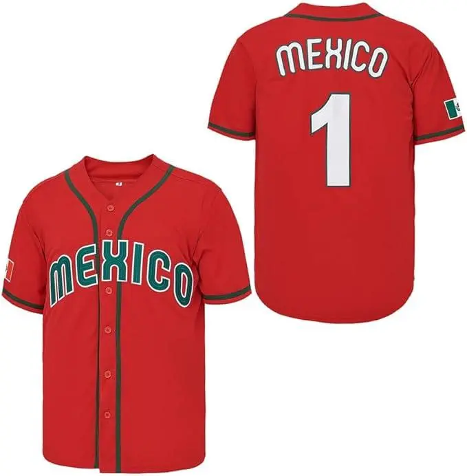 RED Mexico #1 Baseball Jersey