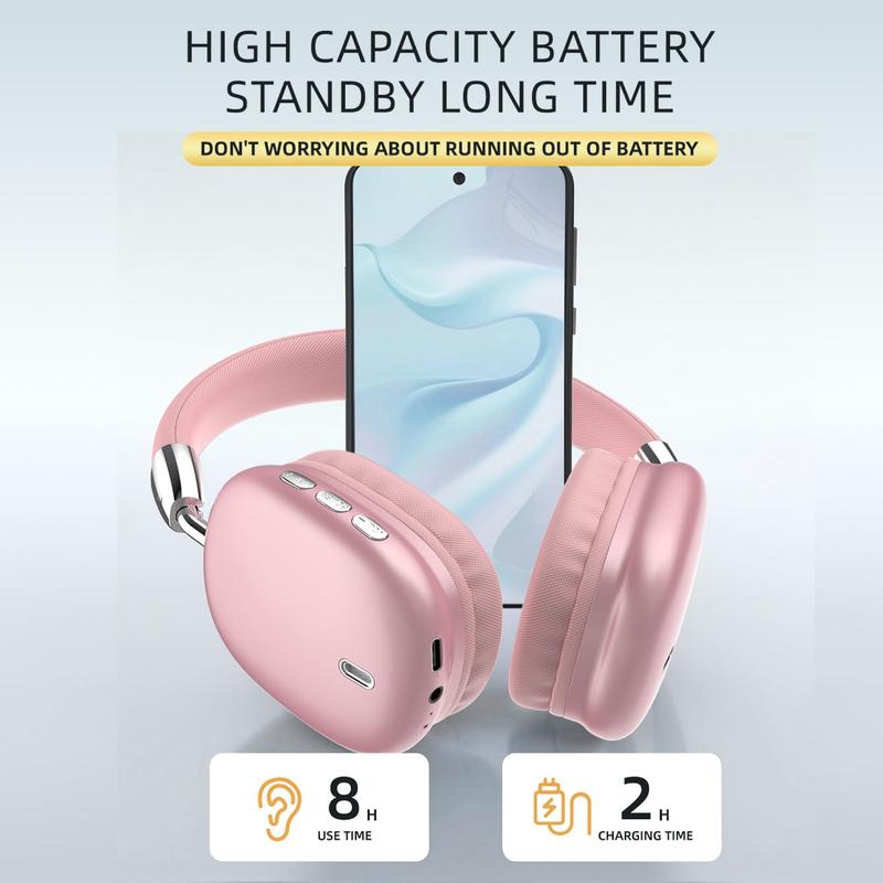 2026 Valentine Gift New Wireless Headset, Hifi Clear Call, Comfortable Fit With Head, Foldable, Rotatable, Stretchable. Compatible with Mobile Phones, Computers, MP3 and Other Devices. Wireless Headphones (Pink) Audio Adjustable
