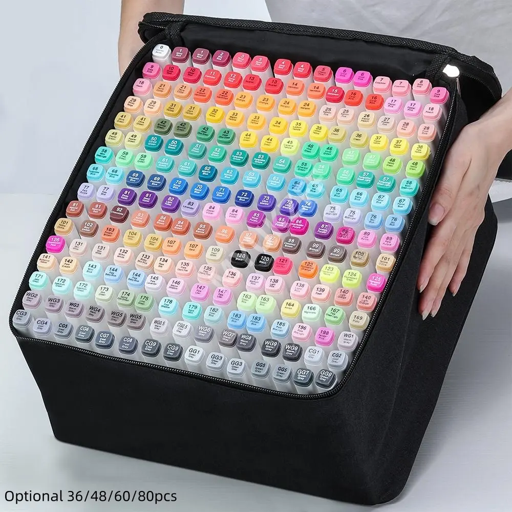 Dual Tip Marker Pen Set with Carrying Case, 36/48/60/80 Colors Marker ...