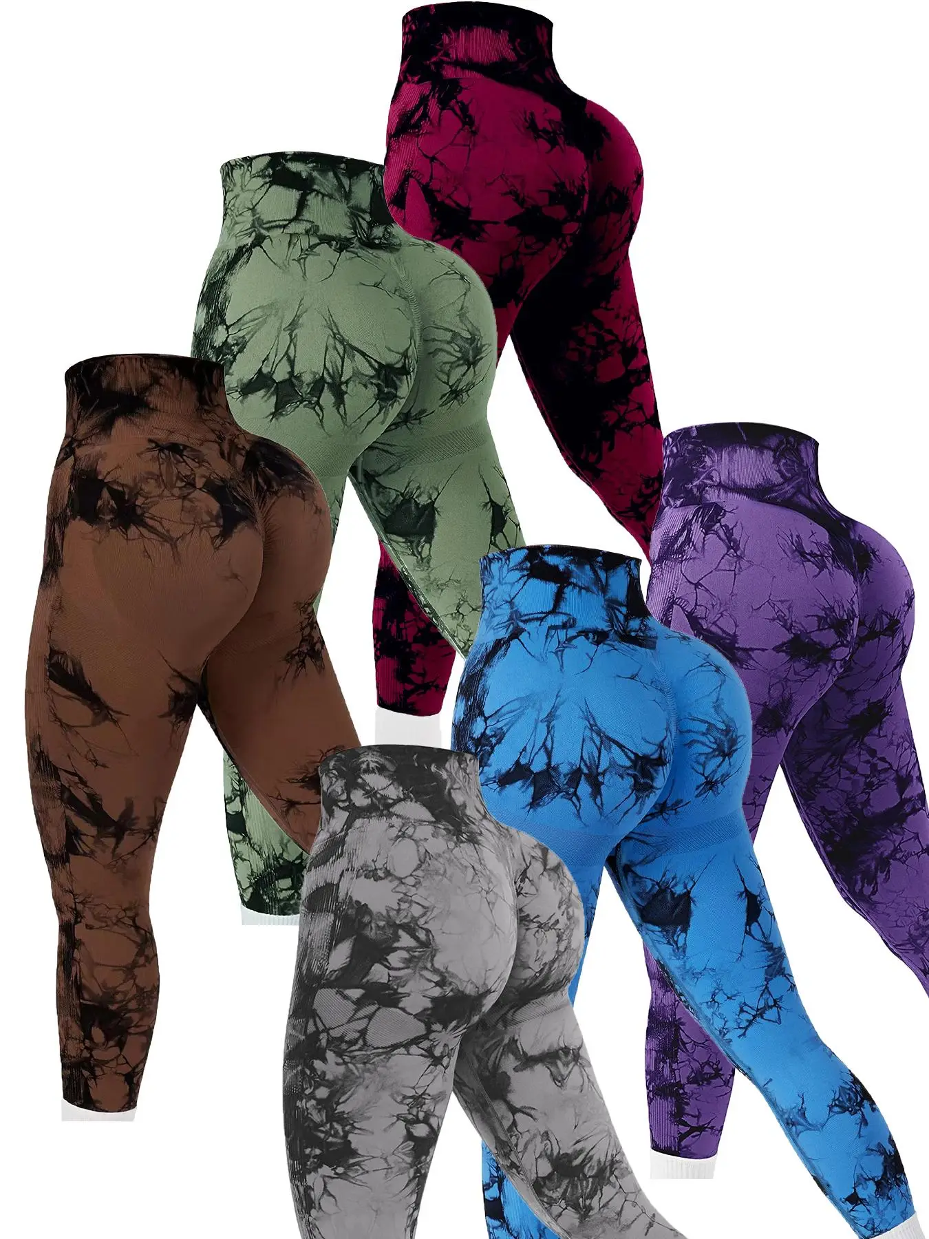 Women's Tie Dye Print High Waist Tummy Control Sports Leggings, High Stretch Wide Waistband Skinny Pants, Yoga Leggings, Ladies Sportswear for Gym Wor
