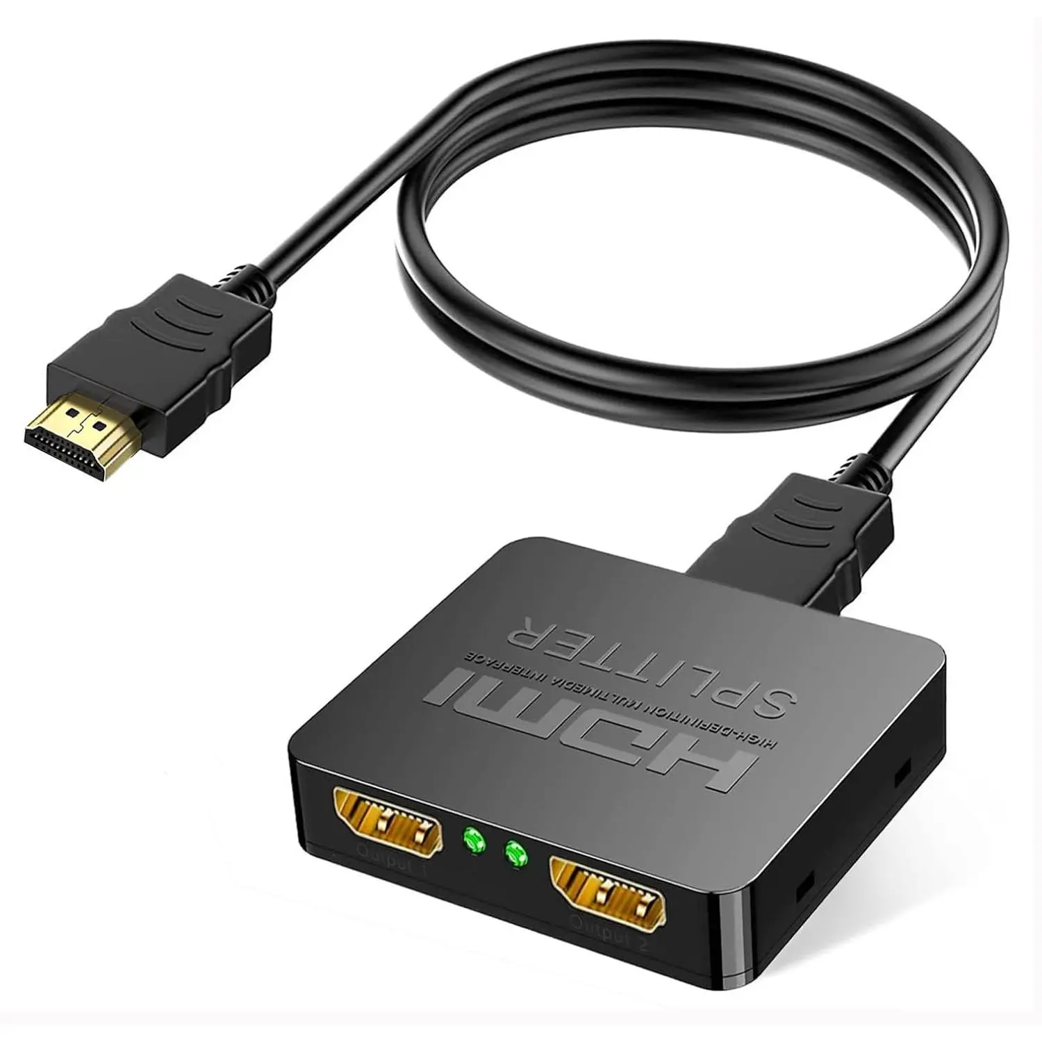 HDMI Splitter 1 in 2 Out, 4K HD Hdmi Screen Splitter Switcher 1 Female to 2 Female 1080P Audio Video Output, for TV, Monitors, Projector, Laptop, Computer, with HDMI/USB Cable [ Not Extend]