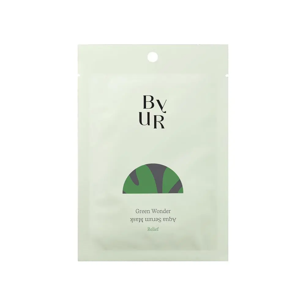 ByUR Green Wonder Keep Peace Aqua Serum Mask Hydrating Moisturizing Face Mask, Soothing & Redness Treatment, Centella & Tea Tree, Sensitive & Dry Skin, Pore Tightening, K-Beauty Skincare
