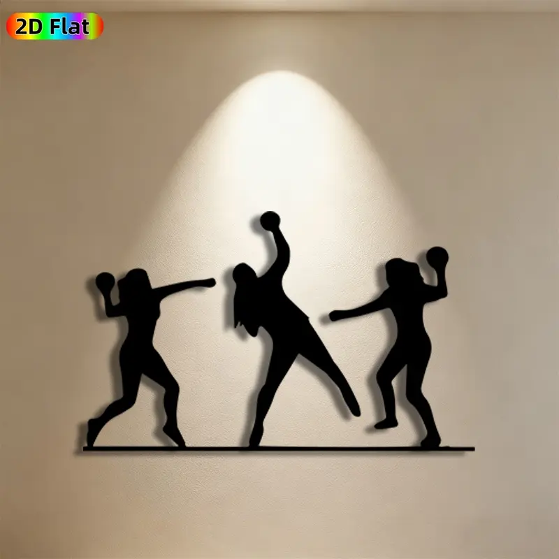 1pc Female Volleyball Player Metal Wall Art,Female Volleyball Player Statue Mural, Ideal Gift for New Year, Christmas, Sports Decor Enthusiasts, Perfect for Living Room Wall & Garden Fence, Dynamic Sports-Themed Wall Decor