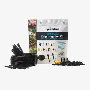 107 Piece Drip Irrigation Kit | 1/4" Tubing, Fittings & Emitters