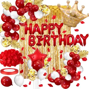 Red  Birthday Decorations, Red Party Decorations, White  Confetti Balloons  Curtain for Independence Day  Shower Wedding Birthday Anniversary Bachelorette Party Decorations