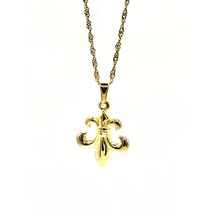 Fleur De Lis Necklace with Gold Pendant and Chain