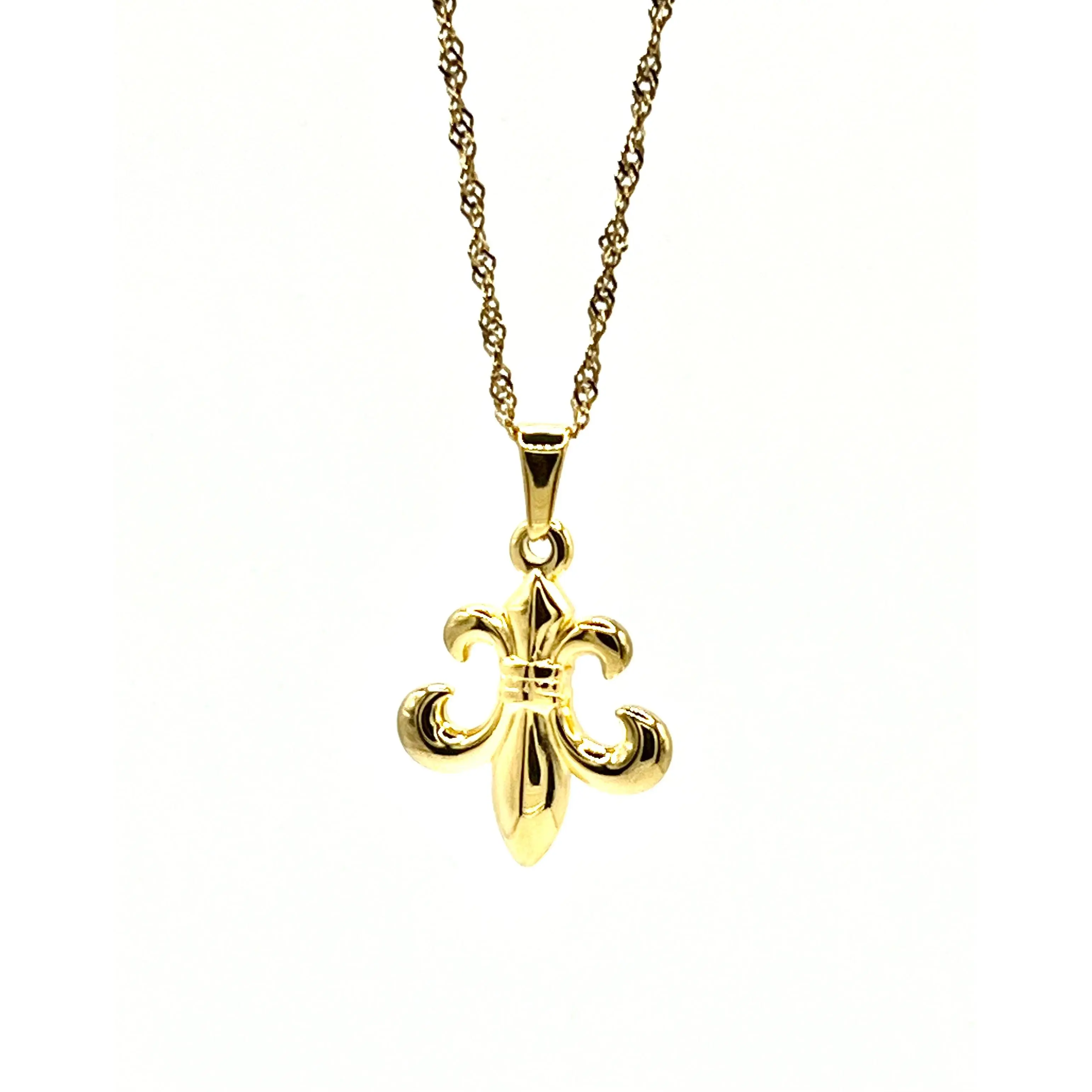 Fleur De Lis Necklace with Gold Pendant and Chain