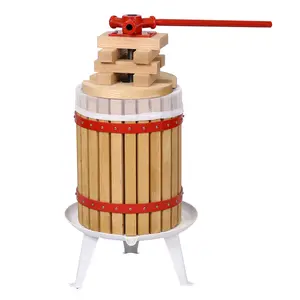 master Fruit Apple Cider Wine Press-Red-3.17 Gallon/12L-Solid Wood Basket-Vintage traditional juicer-Pole Handle Bar for Juice,Wine-1 free filter bag included