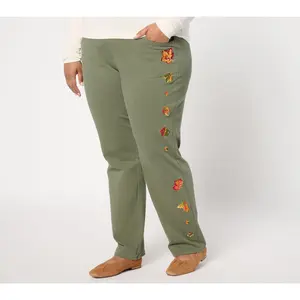 Quacker Factory Short DreamJeannes Hello Autumn Embroidery Pant