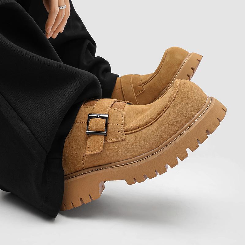 Men's Retro Platform Moccasins Simple Buckle Flattering Silhouette Street Fashion