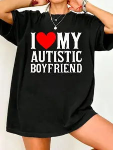 I Love My Autistic Boyfriend Shirt, I Heart My Boyfriend, Couple Shirt, Funny Girlfriends Gift Tee, Gift For Girlfriend Shirt, Valentine's Day Gift, Unisex Short Sleeve Tee Shirt, Gifts For Girlfriend Her, Sweatshirt, Hoodie, Fit, Piece