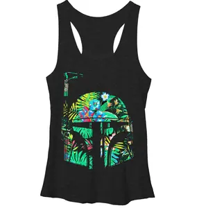 Women's Star Wars Hawaiian Print Boba Fett Helmet Racerback Tank Top