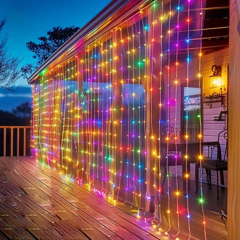 LED Curtain Light, 1 Count Waterproof LED String Light with 8 Modes, Glowing LED Lights, Twinkle Decorative Light, Light Decoration for Outdoor Party Wedding Window