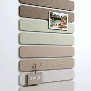 Softboard Alternative Felt Strip Board Set, 8-Piece 13"x2" Office Pin Board with 50 Push Pins, Wall-Mounted for Bedroom Doors & Home Offices