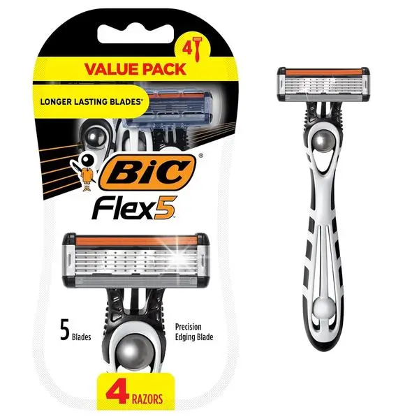 BIC Flex 5 Disposable Razor for Men, Sensitive Skin, 4 Count
