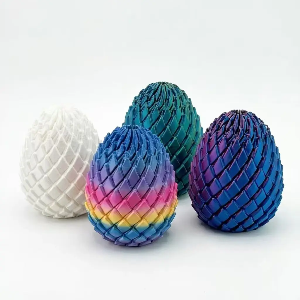 summerwins Whimsical 2-Piece ABS Plastic 3D Printed Interlocking Dragon Scale Eggs Fidget Toy Set - Twistable, Extendable, Tactile Play, Stress Relief, Desktop Home Decor Statue, Ideal Halloween Gift
