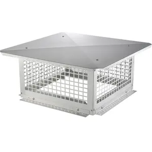 Chimney Cap 17 X 17 Inch, 304 Stainless Steel Fireplace Chimney Cover, Durable Rust Resistant, Weatherproof, Easy Installation, Prevents Debris And Moisture, Fits Mesh Flue Covers Outside Clay Flue Shingles, Silver