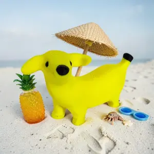 Banana Dog Statue Ornament, Unique Design Retaining Fat Body & Big Mouth, Perfect for Home Office Halloween Christmas Decorations
