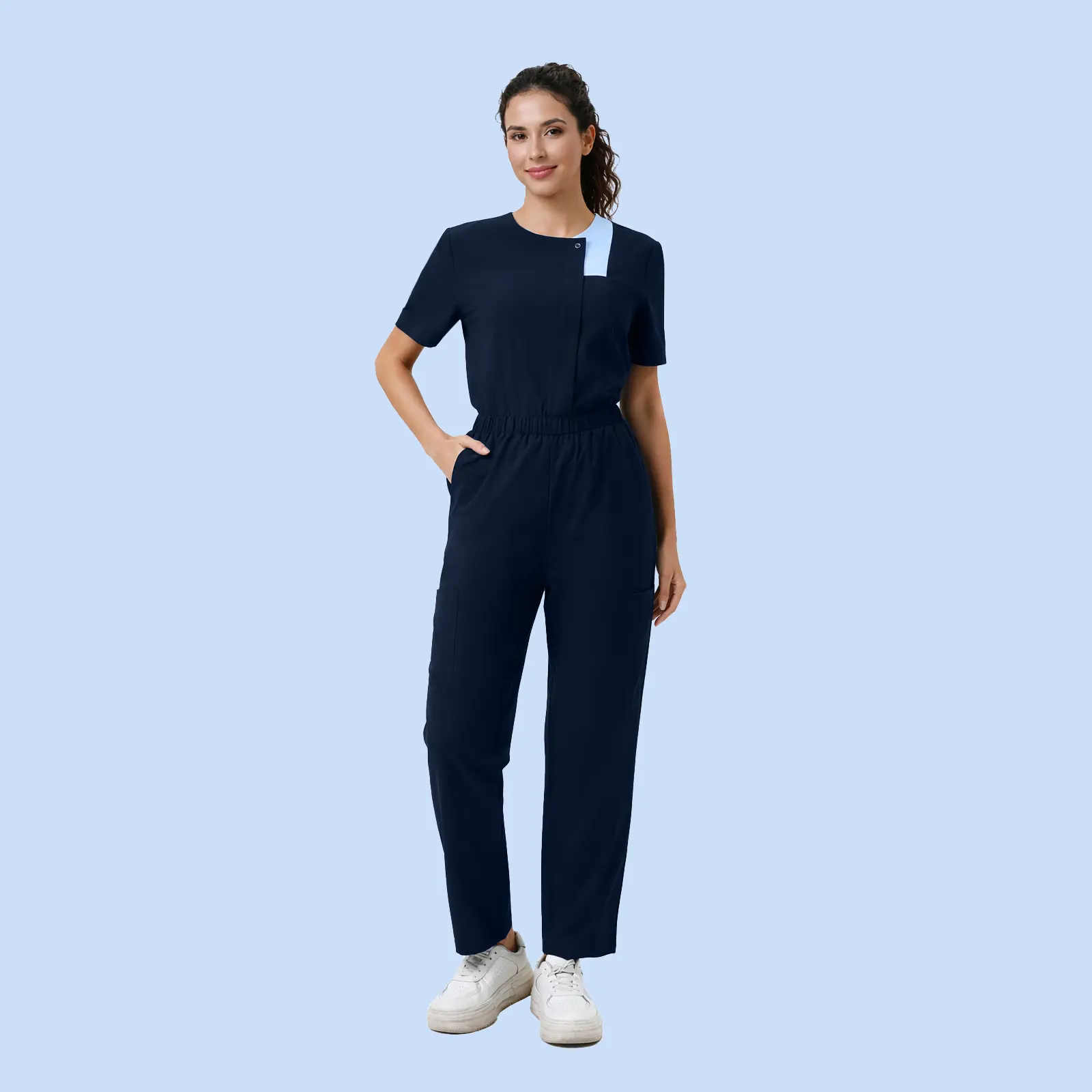 Cimmuovere Scrubs for Women Set Medical Uniform V Neck Top & Straight Leg Pants with 9 Pockets Unisex Workwear uniformed enfer meria scrub  stok 956 Lace Mini Skirt Set with Crop Top Sleeveless Up Tank Skirt Set Lead Apron Thyroid Shield and Flare Pants T