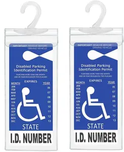 Handicap Parking Placard Holder, Ultra Transparent Disabled Permit Protective Cover with Large Hanger by Tbuymax (Set of 2)