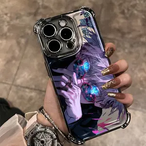 Magic Purple Hair Blue Eyes Water God Anime Illustration Phone Case Suitable for iPhone 17 17Air 16 15 14 13 12 11 Pro Max X XS MAX Plus Electroplated Anti-Drop Transparent Soft Back Cover