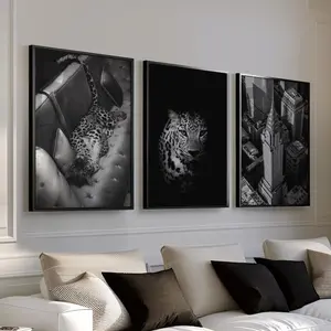 Black & White Luxury Fashion Poster Set of 3  Luxury Fashion Prints, Designer Wall Art, Cheetah Poster, Hypebeast Decor