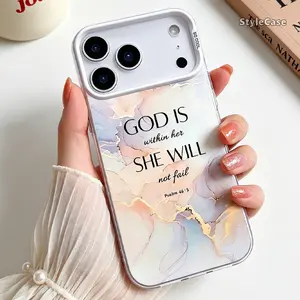 Bible Verse Faith Phone Case for iPhone 17 Pro Max 16 15 Plus Air 14 13 12 11 God Is Within Her Psalm Christian Aesthetic Transparent Shockproof Protective Cover Clear Soft TPU Silicone Cellphone Cover Gift CYXL260604010