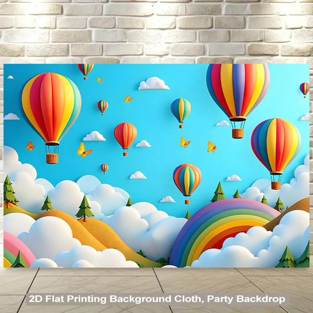 1pc 2D Flat Hot Air Balloon & Clouds Soft Fabric Throw Wall Hanging - Wall Decoration for Living Room, Themed Events, Office Soft Furnishings, Wall Decor, Glam Look