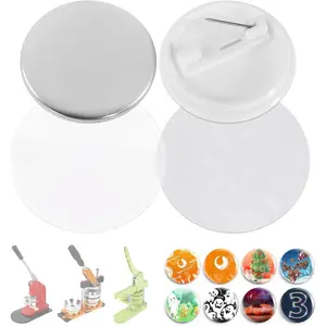 200 Sets 37mm / 1.46 in (Approx. 1-1/2 inch) Button Maker Supplies, Fix-Pined Plastic , Hand Press Badge Making Refills, Blanks for Round Pin Making Machine