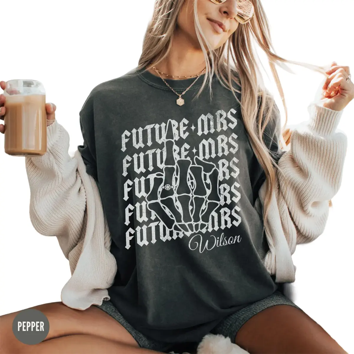 Custom Future Mrs Skeleton Shirt, Spooky Bachelorette Party Tee, Personalized Halloween Fiancee Gift