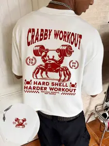 Unisex Crab Print T-Shirt, Breathable Comfort, Ideal for Home Leisure & Friends Gatherings, Minimalist Design, Trendy Short Sleeve Top