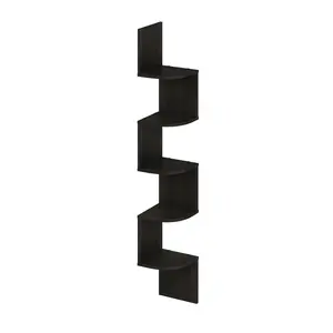 ROSSI 5-Tier Floating Corner Shelf for Wall, Corner Zigzag Shelf Wall Mounted, Radial Wall Mount Shelves, for Home Office, Living Room, Bedroom, Bathroom, Espresso