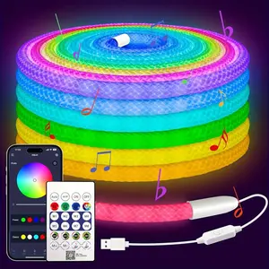 360 Degree Glowing Grid Weave Light Strip, Addressable Icrgb LED Strip, Music Sync, DIY Design, USB Powered Flexible Neon LED Lights, Led Light Strips