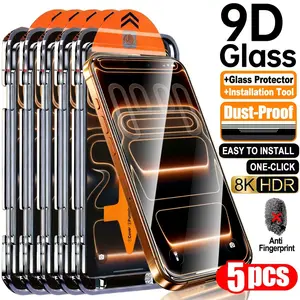 5 Ultra HD Protective Tempered Glass Screen Protectors for iPhone Series, Includes Installation Kit & Alignment Tools, Anti-Scratch Protection