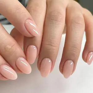 24pcs Versatile Almond Shape Fake Nails, Gentle Nude, Reusable No Damage, Quick Change, Ideal for School, Baby, Shopping, Commuting