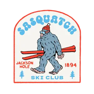 Bigfoot Sasquatch Jackson Hole Ski Club Waterproof Sticker