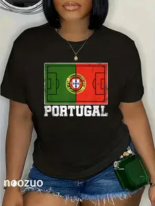 100% Cotton Portugal Soccer Field Country Flag Portuguese Pride T-Shirt