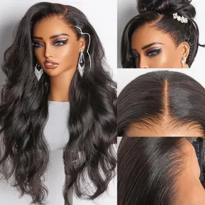 [Glueless] Pobokix 7x6 Glueless Body Wave Human Hair Wig Natural Black 200% Density Wig with Drawstring Ready to Wear Glueless Wig 100% Human Hair Wig Natural Color Pre Plucked Pre Cut HD Lace Closure Wig