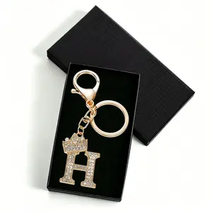 H - Sparkling A-Z Letter Keychain, Gold Crown Alphabet Charm for Handbags & Backpacks, Birthday & Mother's Day Gift Idea