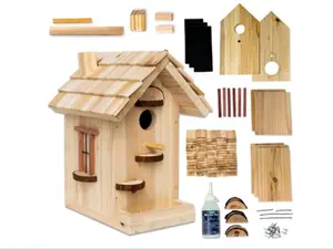 "Premium Wooden Bird House Kit - Build it Yourself Birdhouse - Birdhouse Kits for Adults to Build - Woodworking Adult Crafts & DIY Bird House  "