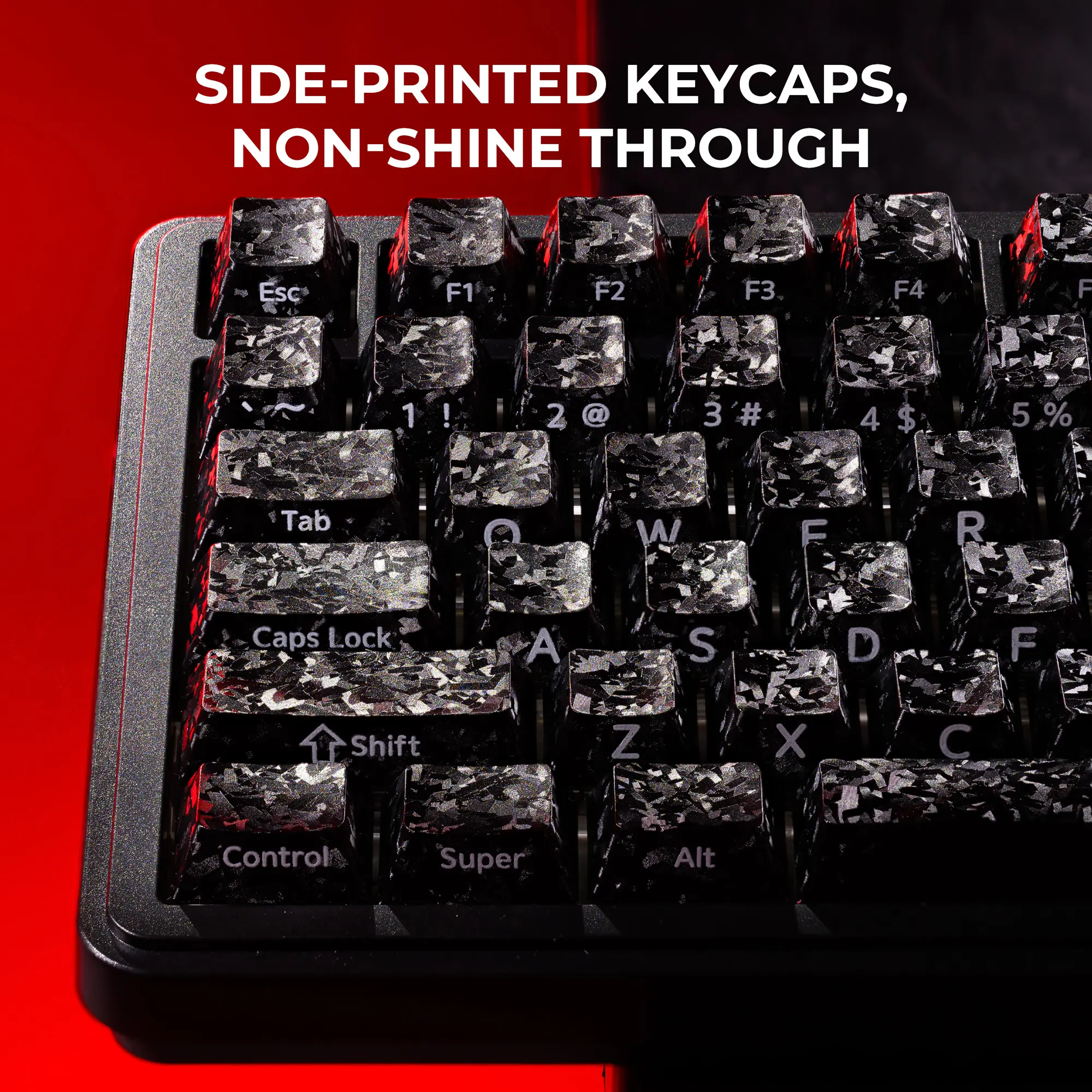 XVX Forged Carbon-Look Keycaps Side-Printed Cherry Profile 119-key keycap set for MX Switches ANSI Layout（only keycap, not include a keyboard）