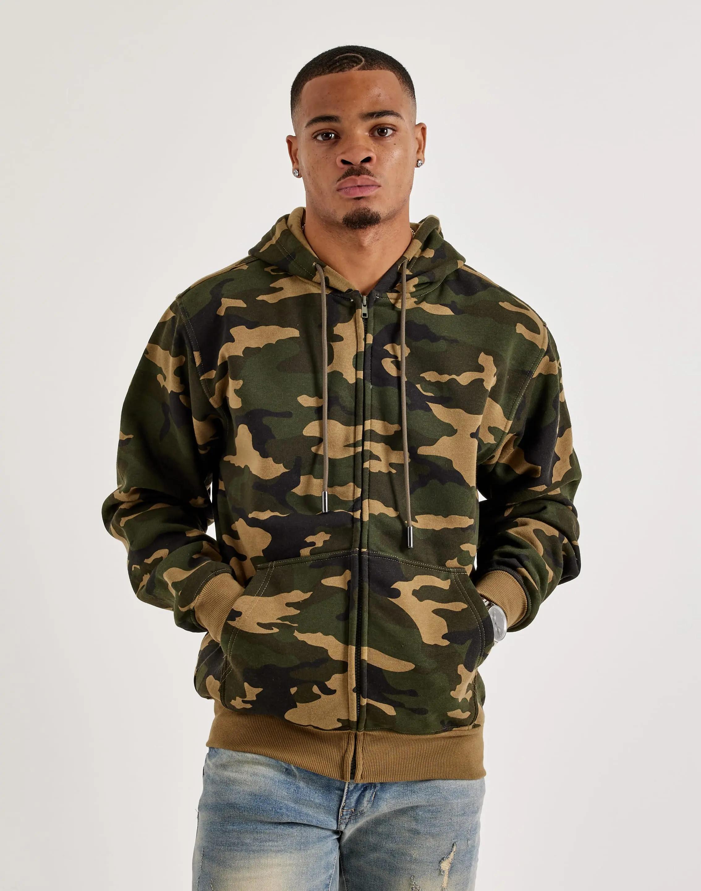 Mens DH Essentials Basic Full-Zip Fleece Hoodie