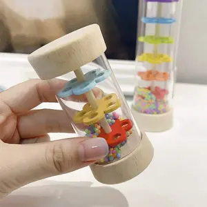 Rain Sound Tube Simulator Wooden Toy Rainbow Hourglass Sand Bell Educational Music Class Puzzle Half Discussion Instrument Kids Gift (The Product Has Two Sizes To Choose : 1 Small Size Or 1 Large Size), Gift