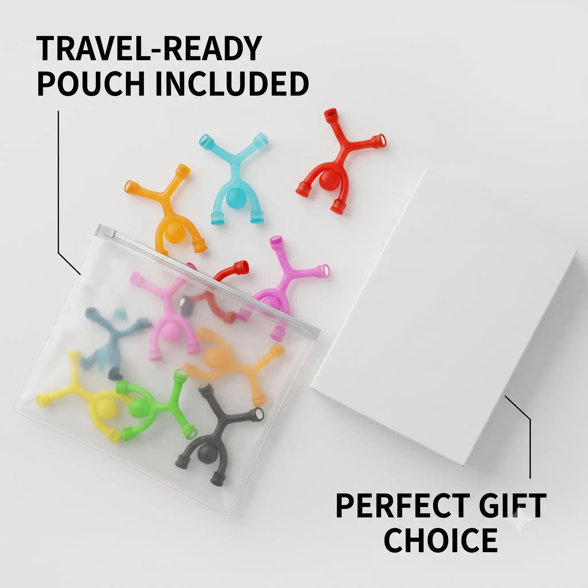 10Pcs Magnetic Fidget Figures for Kids - 1-Piece Silicone Design, Safe Never-Drop Magnets, Quiet Travel Toy for Car/Airplane, ADHD Anxiety Relief, Boys Toys Gift for 3+