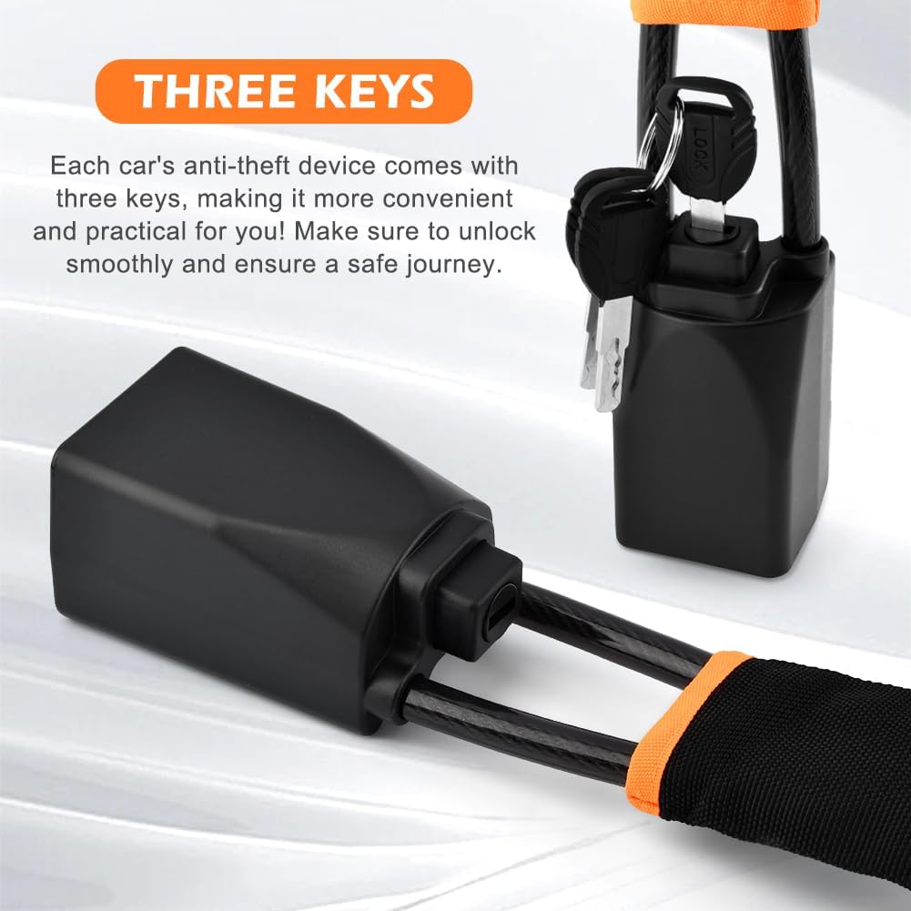Car Steering Wheel Lock, 2 Pack Anti Theft Car Device with Max 17” Locking Length, Thickened Steel Wire, and Fine Stitched Edges, 3 Keys Included, Easy to Store, Fits Most Vehicles, SUVs Car Steering Wheel Lock, 2 Pack Anti Theft Car Device with Max 17” Locking Length, Thickened Steel Wire, and Fine Stitched Edges, 3 Keys Included, Easy to Store, Fits Most Vehicles, SUVs