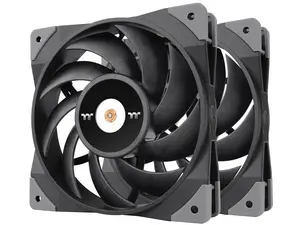 Thermaltake TOUGHFAN 14 Black PWM 500 - 2000 RPM Controlled High Static Pressure 140mm Circular Radiator Fan with Anti-Vibration Mounting System Cooling, (2 Fan Pack), CL-F085-PL14BL-A